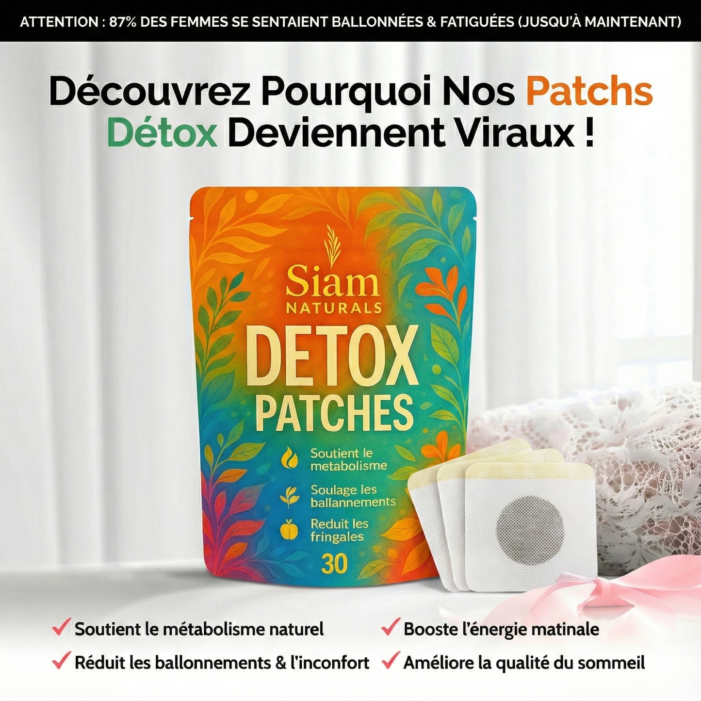 Patchs Détox Siam Naturals™ : Ventre Plat & Nuits Réparatrices